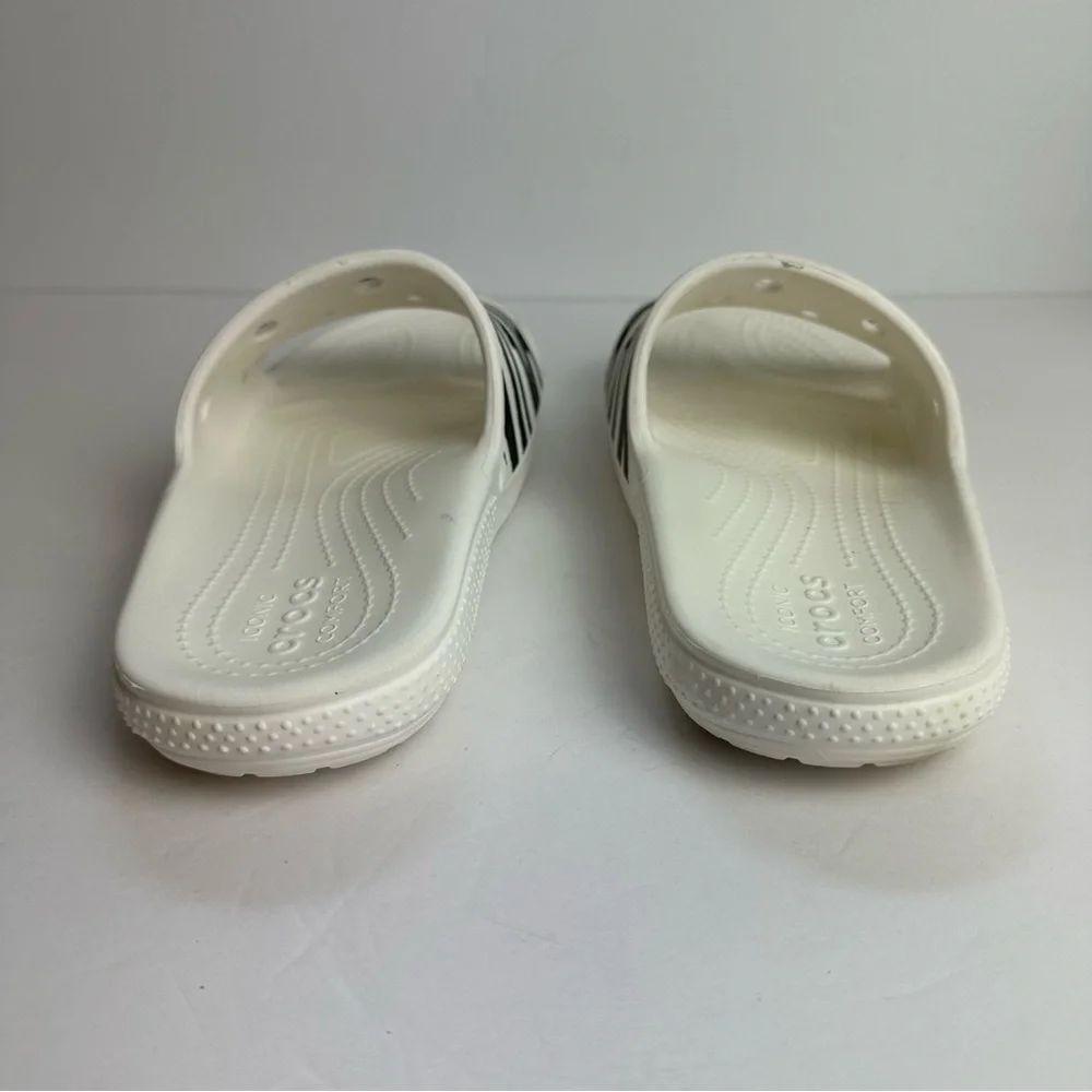 Crocs Zebra Animal Print Slide Sandals Classic Women’s Size 9 or Men's 7 Shoes - Picture 3 of 8